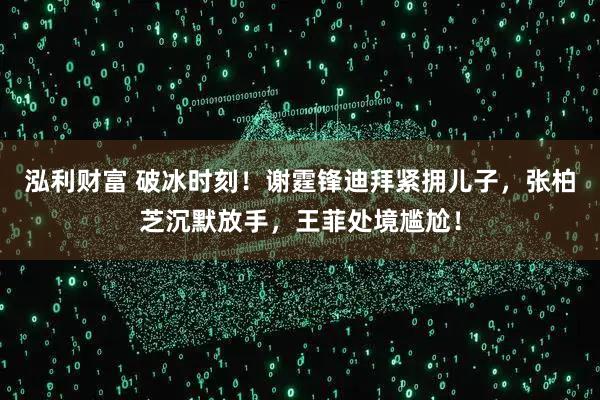 泓利财富 破冰时刻！谢霆锋迪拜紧拥儿子，张柏芝沉默放手，王菲处境尴尬！